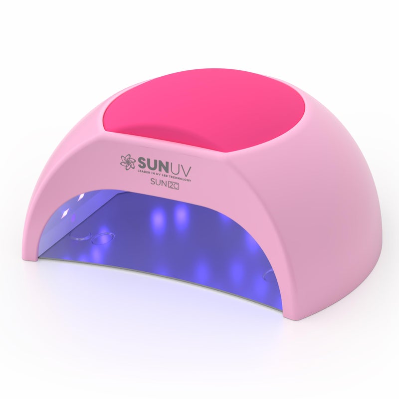SUNUV UV LED Nail Lamp with 4 Timer Settings 33 LEDs Nail Dryer Compatible with All Gel Polish Auto Sensor Removable Base SUN2C Pink